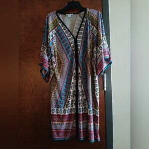 NWOT/ LONDON TIMES short sleeve boho print midi dress